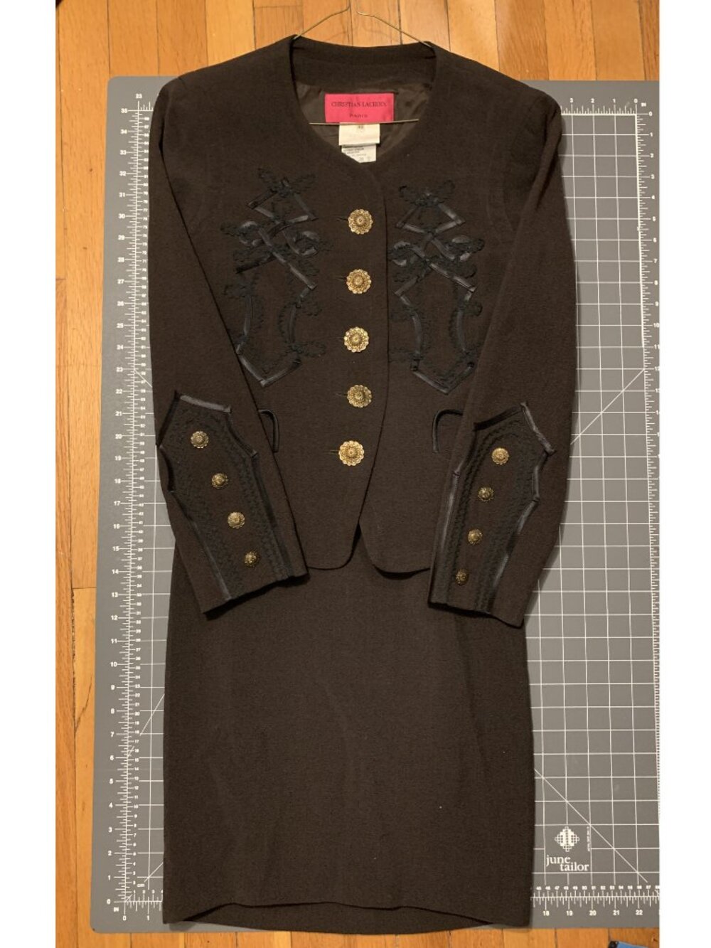 Vintage Christian Lacroix Black Ribbon Brocade Napoleon Military Officer Blazer
